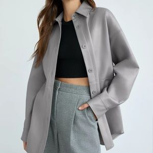 Aritzia Babaton Pelli Shirt Jacket in Marble Grey NWT Sz XS